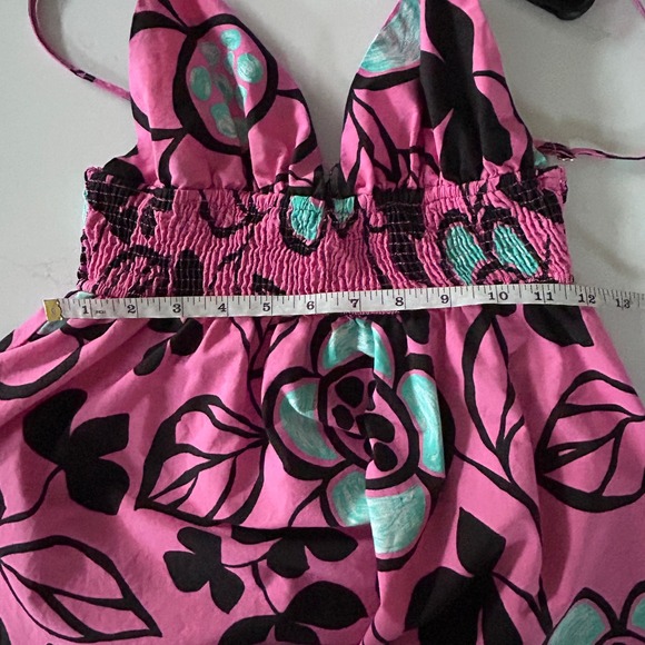 ZARA Printed Poplin Fuschia Pink Floral A Line Midi 100% Cotton Dress - Medium - Picture 10 of 12